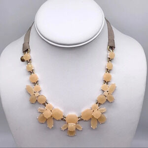 J. Crew Peach Clusters Gray Ribbon Tie Necklace